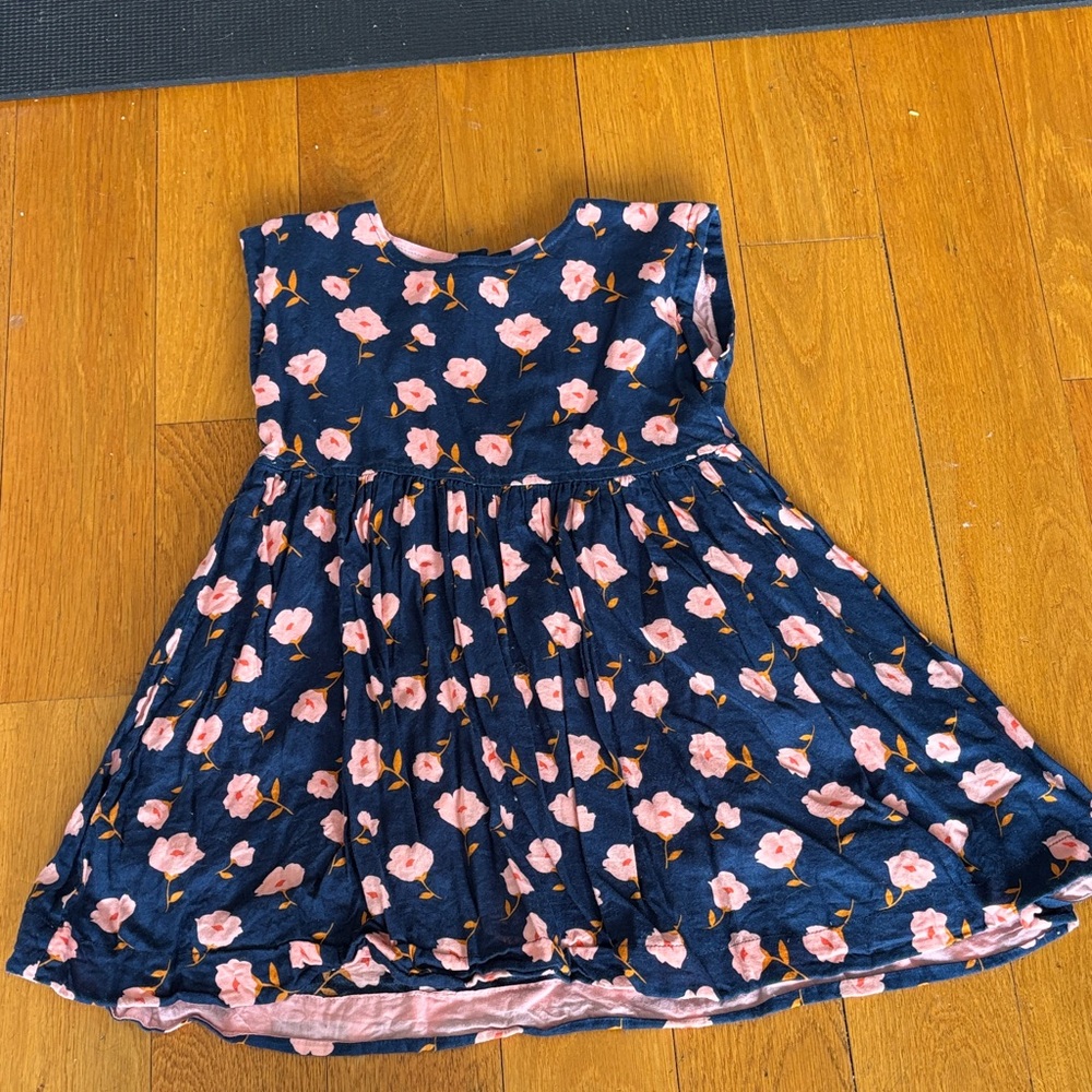 Pink Chicken Navy Dress with Pink Floral Print